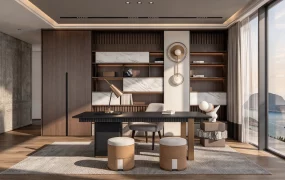 Modern Luxury Executive Home Office Study Room SketchUp 3D Model