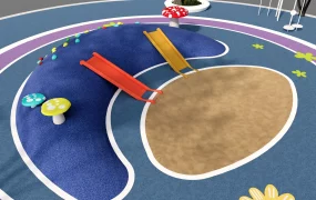 Playground With Slides And Sandpit