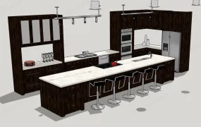 Rectangular Kitchen With Island