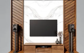 Wood And Marble Tv Accent Wall