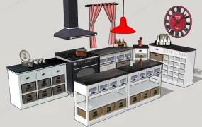 Retro Style Kitchen Cabinet With Island