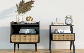 Black Rattan Nightstands