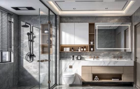 Modern Luxury Grey Marble Master Bathroom With Shower