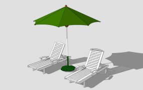 Deck Sun Loungers and Umbrella