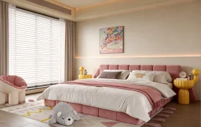 Modern Cream Style Dusty Pink Teenage Bedroom Design SketchUp 3D Model