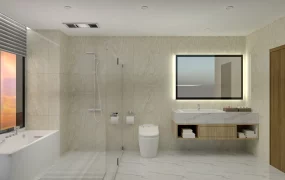 Compact Bathroom Design With Shower And Tub