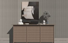 Wabi-sabi Style Console Table Accent Wall Idea