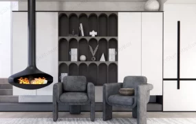 Living Room With Accent Chairs And Fireplace
