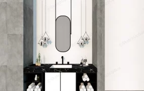 Black Marble Single Bathroom Vanity