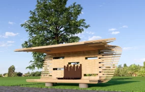 Wooden Bench With Canopy