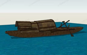 Vintage Wooden Row Boat