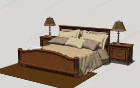 Classic Wood Bed And Nightstand Set