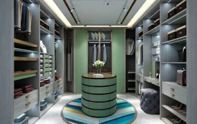 Green And Grey Walk In Closet