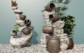 Backyard Clay Pots Waterfall