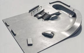 Concrete Skatepark Facility SketchUp 3D Model