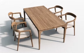 Modern Wooden Dining Table Set SketchUp 3D Model