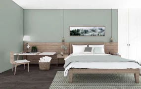 Serene Green And Wood Bedroom