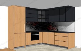 Black And Burlywood Kitchen Cabinets