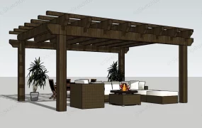 Patio Furniture Set And Pergola