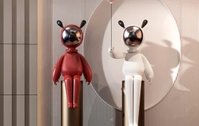 Modern Pop Art Seated Bear Sculptures SketchUp 3D Model