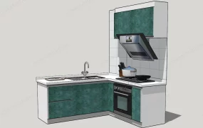 Small Kitchen With Green Cabinets