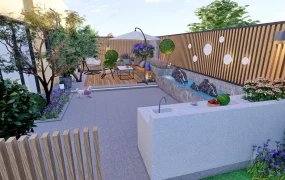 Modern Urban Residential Backyard Garden