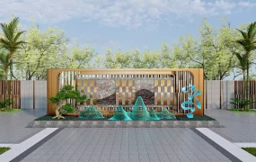 Chinese Garden Feature Wall