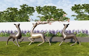 Outdoor Garden Metal Deer Sculptures