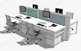 4 Person Workstation With Screen