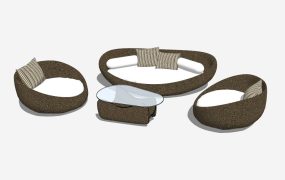 Wicker Rattan Patio Conversation Set