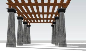 Cement and Wood Pergola