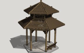 Double Roof Wood Gazebo
