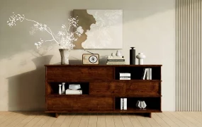 Living Room Sideboard Bookcase Combo