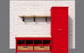 Red Mudroom Bench With Storage
