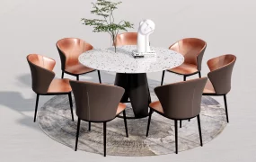8 Piece Round Dining Table Set