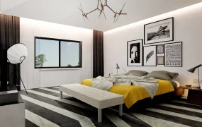 Minimalist White And Black Bedroom