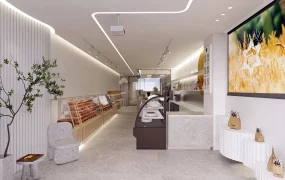 Narrow Bakery Interior Design