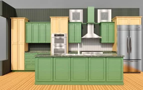 Green Kitchen With Island