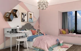 Modern Pink Teen Girl Bedroom