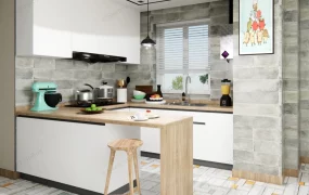 Small Apartment Kitchen With Breakfast Bar