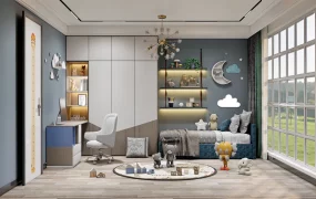 Space Efficient Luxury Children's Bedroom Design SketchUp 3D Model