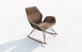 Vintage Leather Rocking Swan Chair