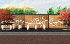 Outdoor Water Fountains With Decorative Feature Wall