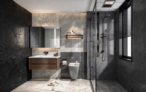 Modern Two Tone Marble Bathroom