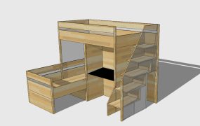 Twin Loft Bed with Desk