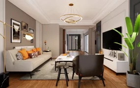 Modern Living Room Suite With Orange Accent Palette