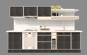 Modern Single Wall Modular Kitchen Unit