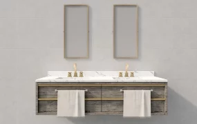 Modern Double Floating Bathroom Vanity System