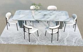 7 Piece Marble Dining Table Set