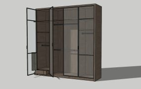 Modern Glass Door Wardrobe Cabinet